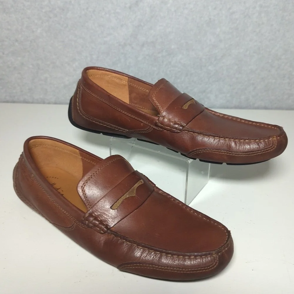 Clarks Collection Men's Wyatt Penny Driver Loafers Moccasin Shoes Brown Sz 10 M